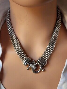 Big Silver Chain Necklace Statement Rare Chunky wide Link Hypoallergenic Luxury